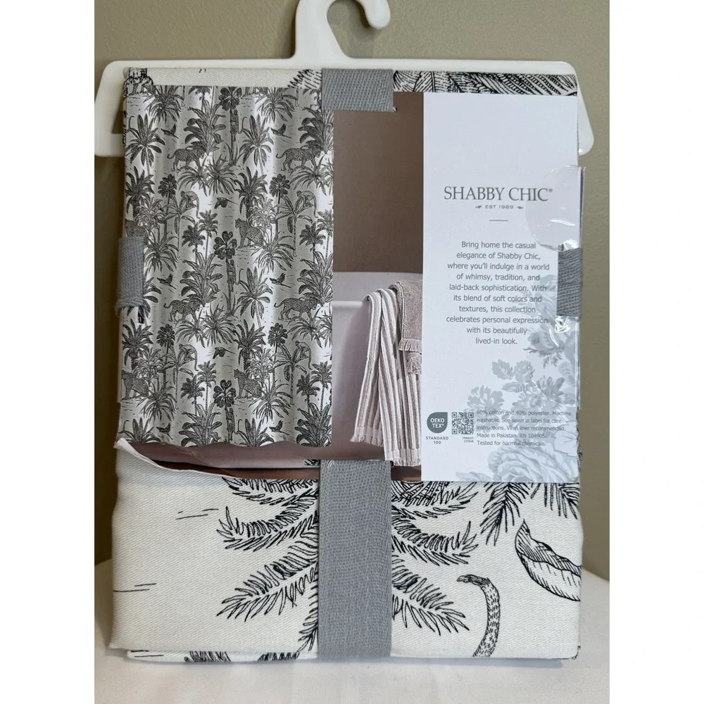 Shabby Chic Cloth Shower Curtain White Black Palms Cheetah Money Tropical72 X 72